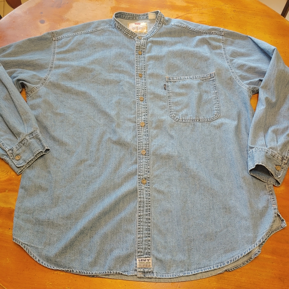 Vintage Levi's Collarless Denim Button Shirt